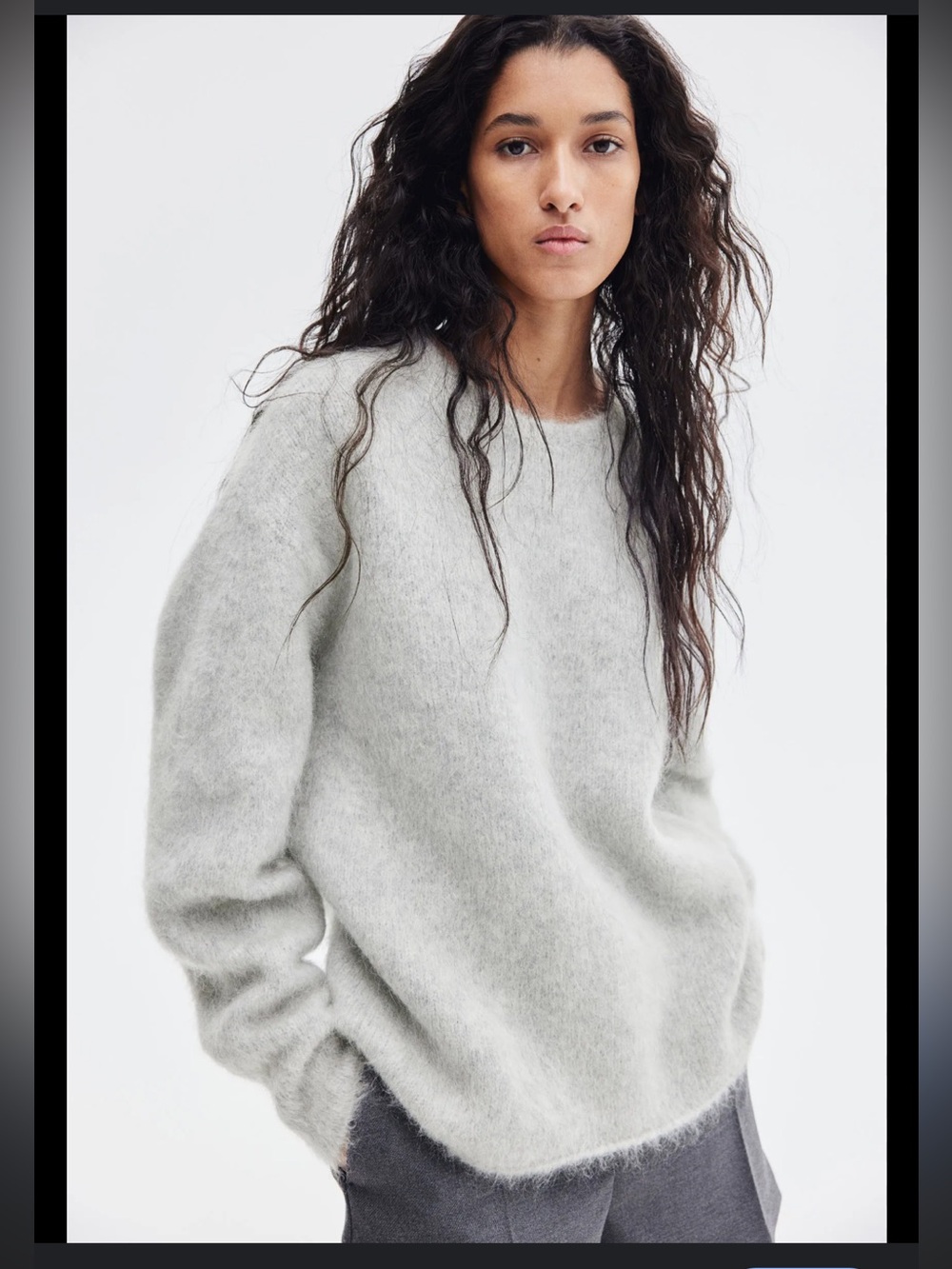 NWT H&M Soft Light Gray Mohair-Blend Crewneck Sweater